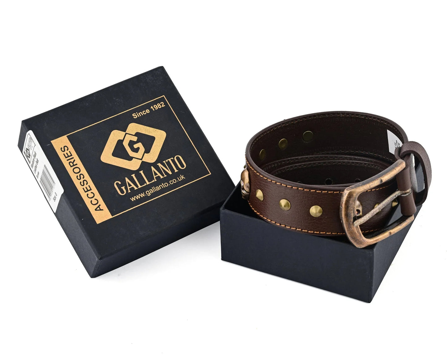 skull and pyramid studs genuine leather belt punk rock - 