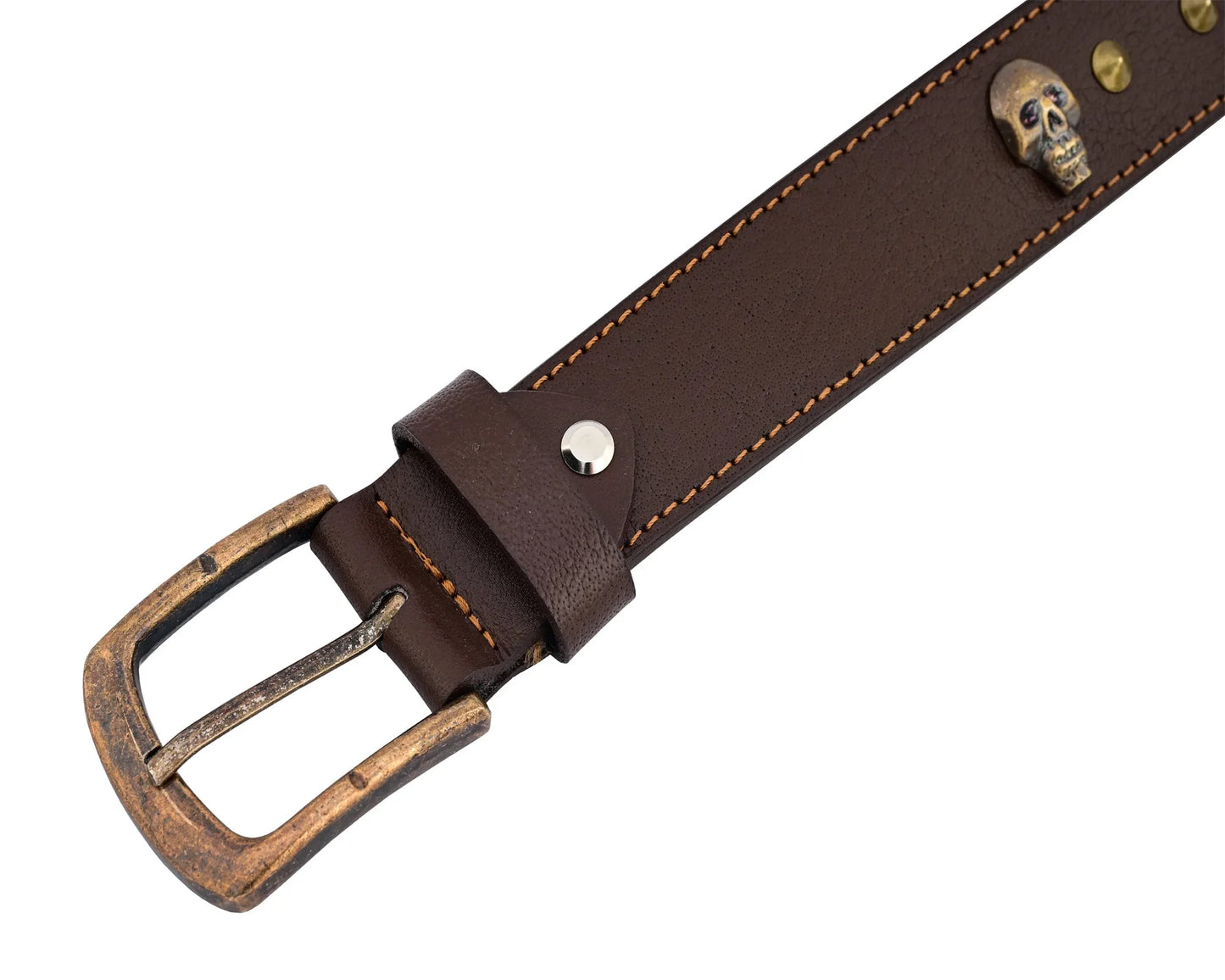skull and pyramid studs genuine leather belt punk rock - 
