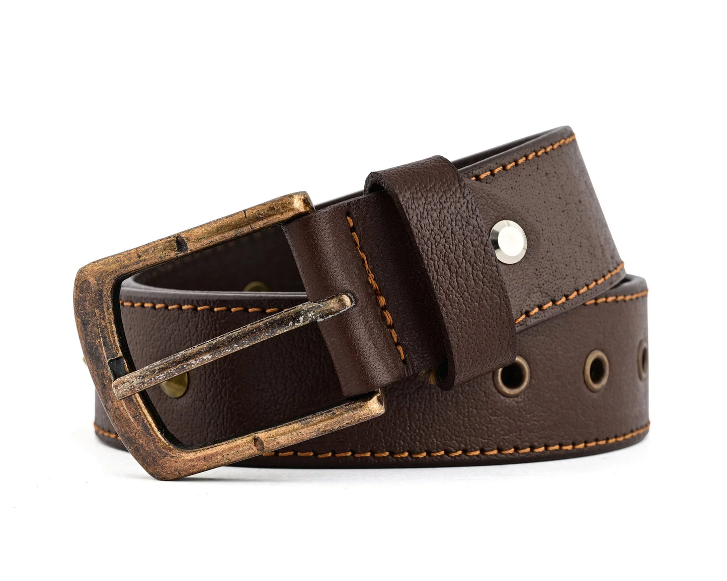 skull and pyramid studs genuine leather belt punk rock - 
