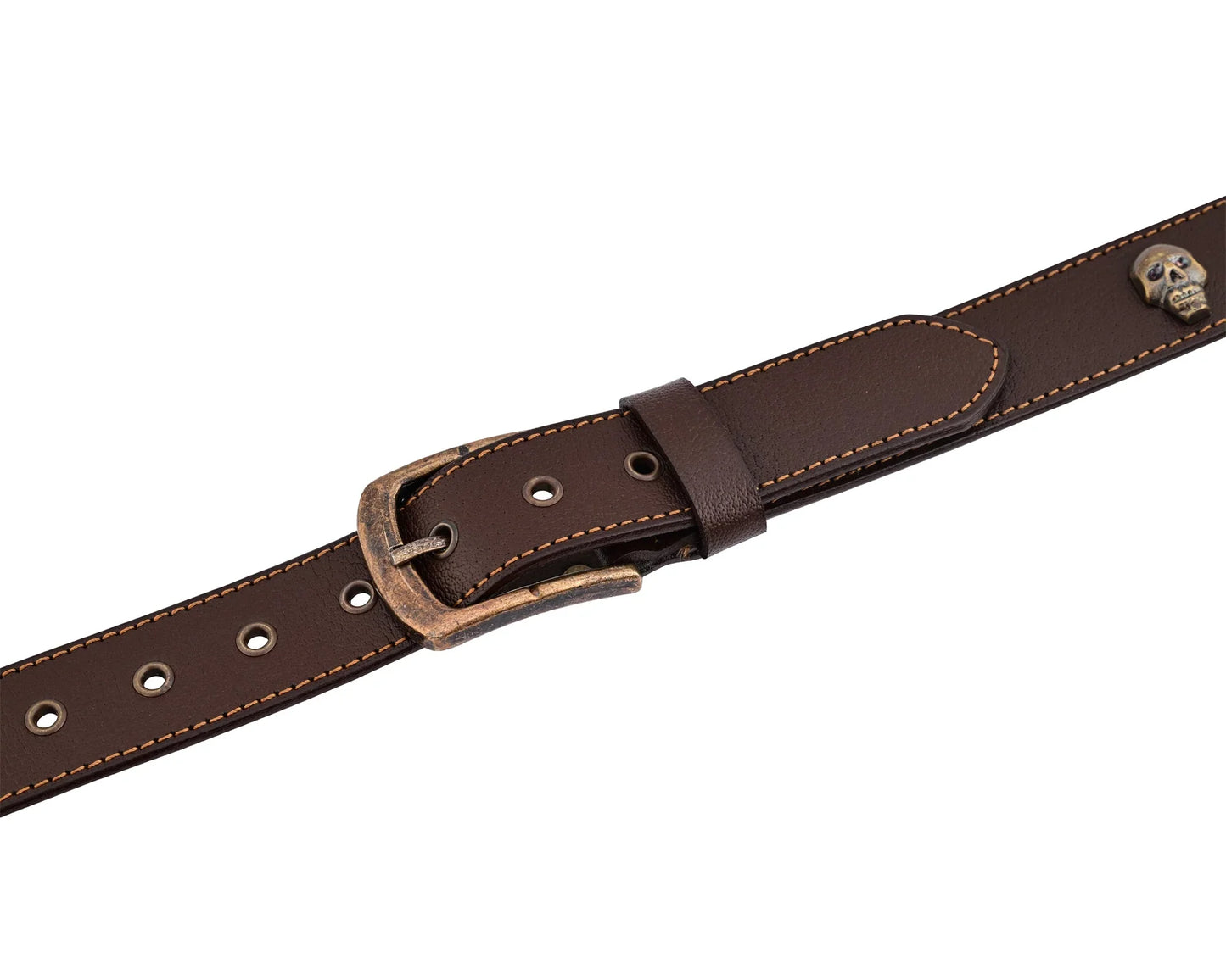 skull and pyramid studs genuine leather belt punk rock - 