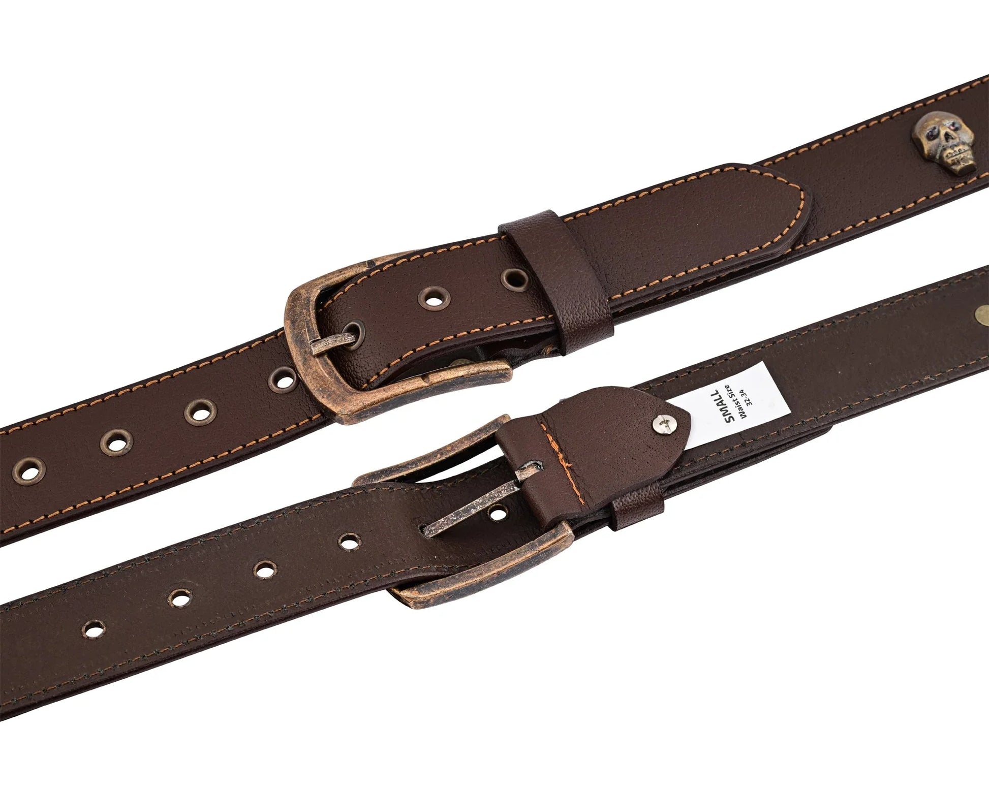 Skull and Pyramid Studs Genuine Leather Belt Punk Rock - 