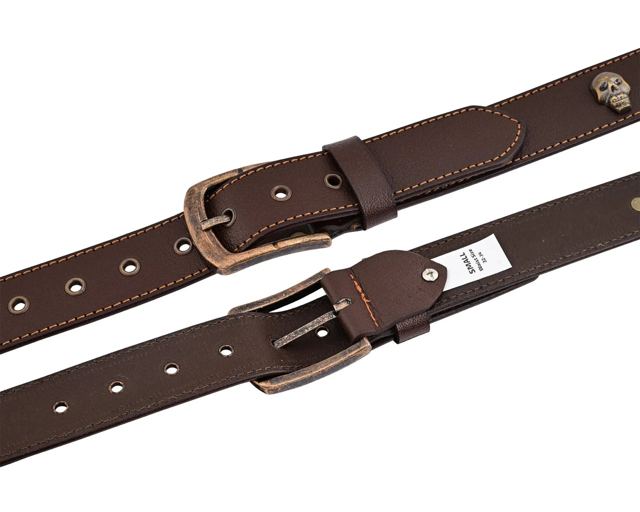 Skull and Pyramid Studs Genuine Leather Belt Punk Rock - 