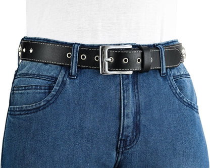 Skull and Pyramid Studs Genuine Leather Belt Punk Rock - 