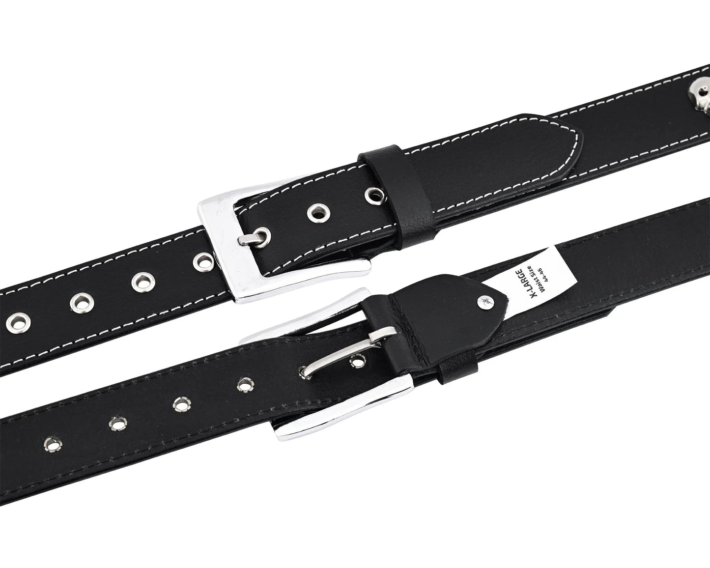 skull and pyramid studs genuine leather belt punk rock - 