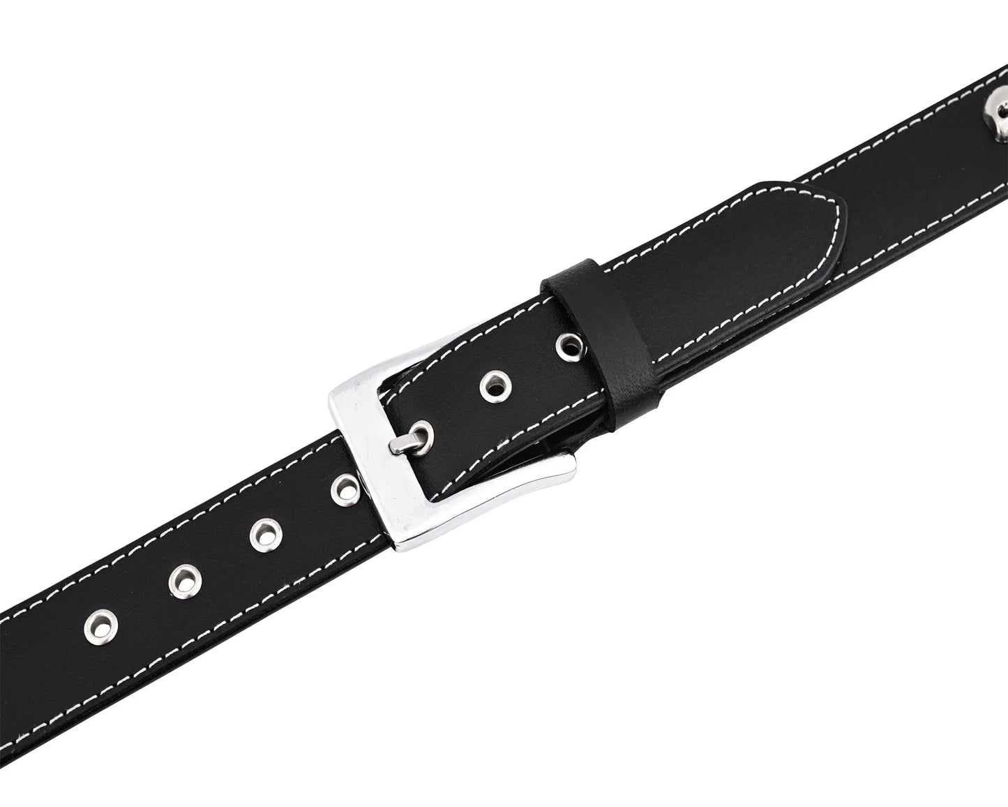 skull and pyramid studs genuine leather belt punk rock - 