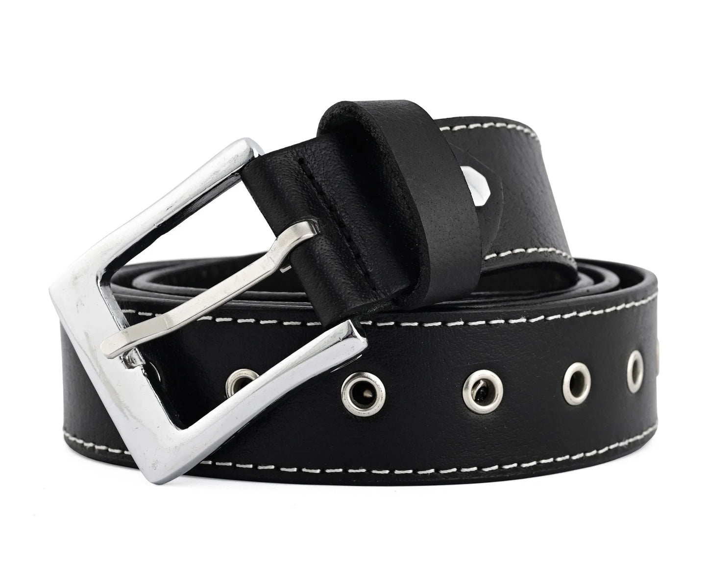 skull and pyramid studs genuine leather belt punk rock - 