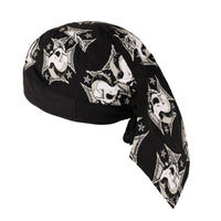 Skull on Iron Cross & Stars Black Textile Motorcycle Headwrap - 