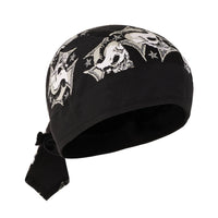 Skull on Iron Cross & Stars Black Textile Motorcycle Headwrap - 
