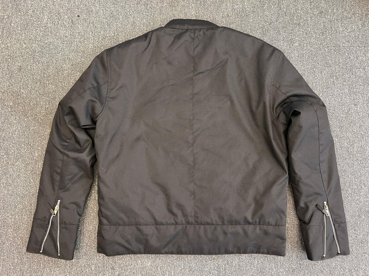 Smart Cafe Racer Textile Black Biker Jacket Red Stripes - 