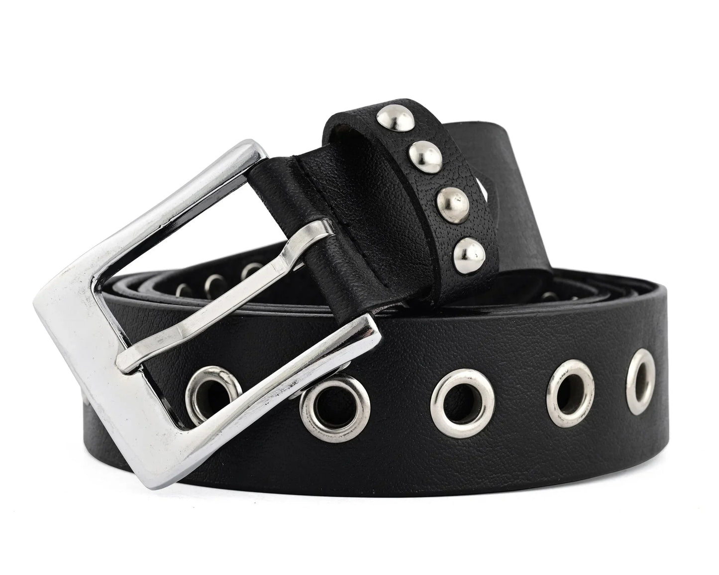 stars studded genuine leather belt punk rock gothic style - 