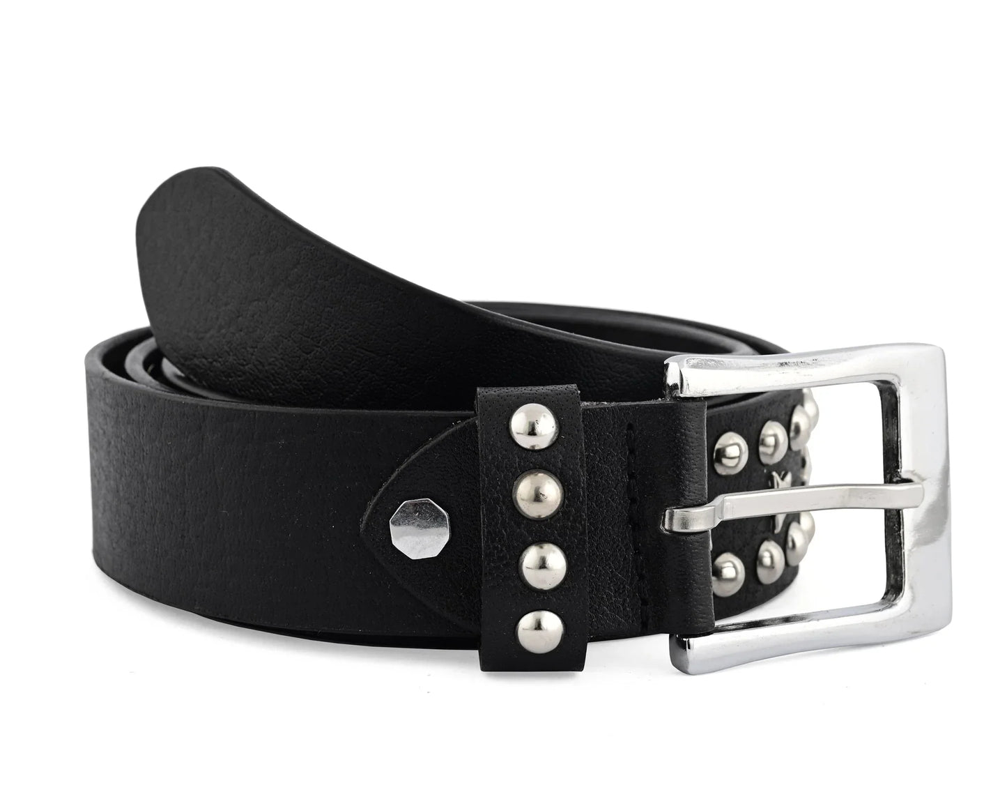 stars studded genuine leather belt punk rock gothic style - 