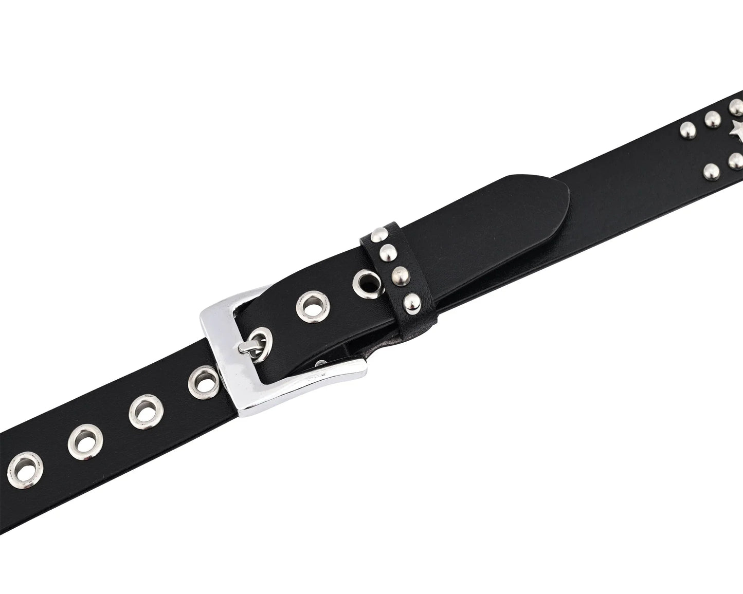 stars studded genuine leather belt punk rock gothic style - 