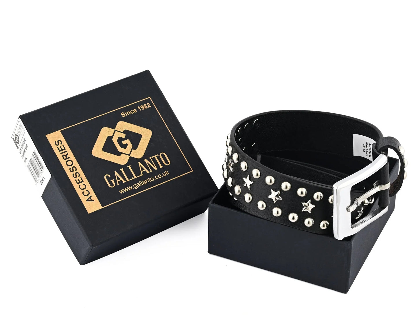 stars studded genuine leather belt punk rock gothic style - 