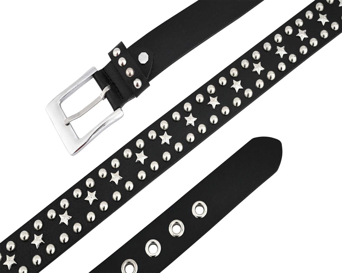 stars studded genuine leather belt punk rock gothic style - 