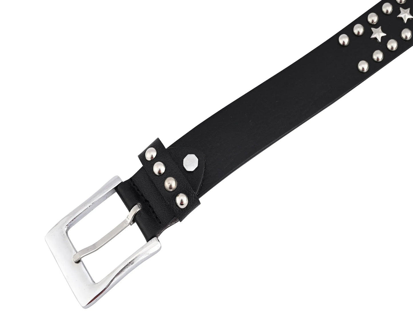 stars studded genuine leather belt punk rock gothic style - 