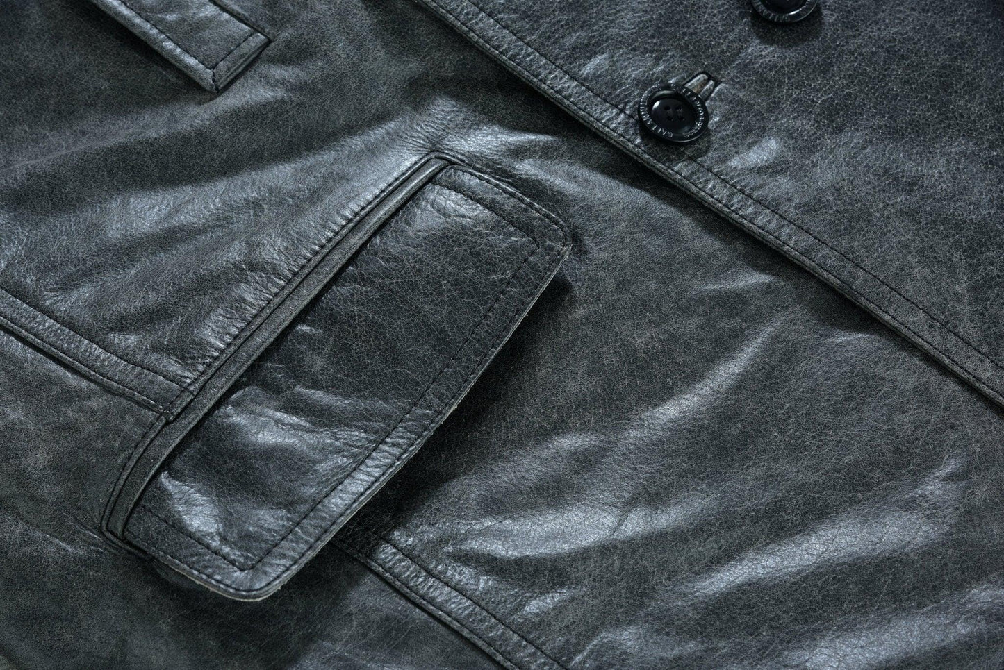 stone wash vintage men's leather jacket - double breasted dr. who & kriegsmarine inspired -