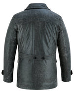 Stone Wash Vintage Men's Leather Jacket - Double Breasted Dr. Who & Kriegsmarine Inspired -