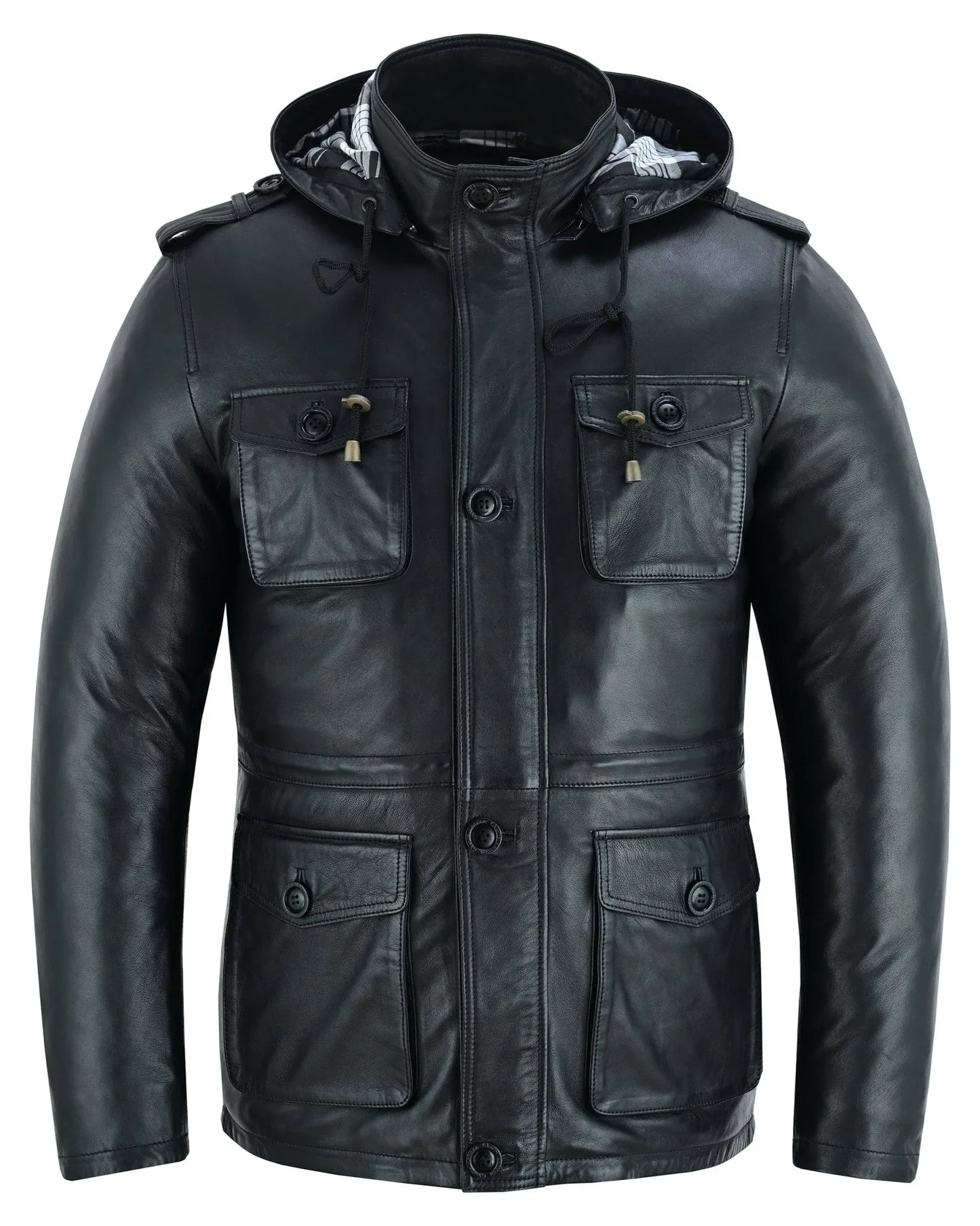 stylish men's leather parka jacket for a smart casual look -