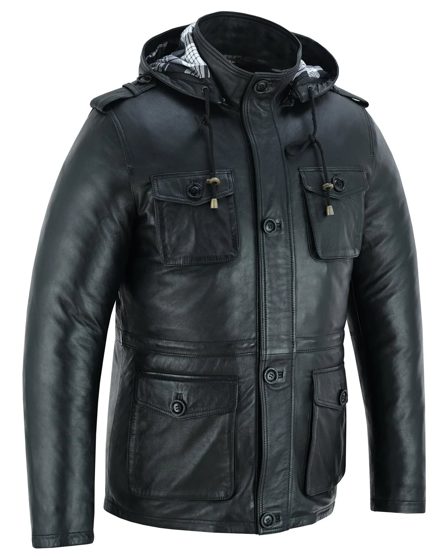 stylish men's leather parka jacket for a smart casual look -