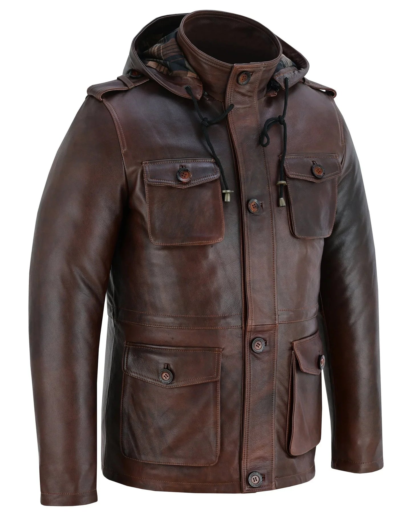 stylish men's leather parka jacket for a smart casual look -