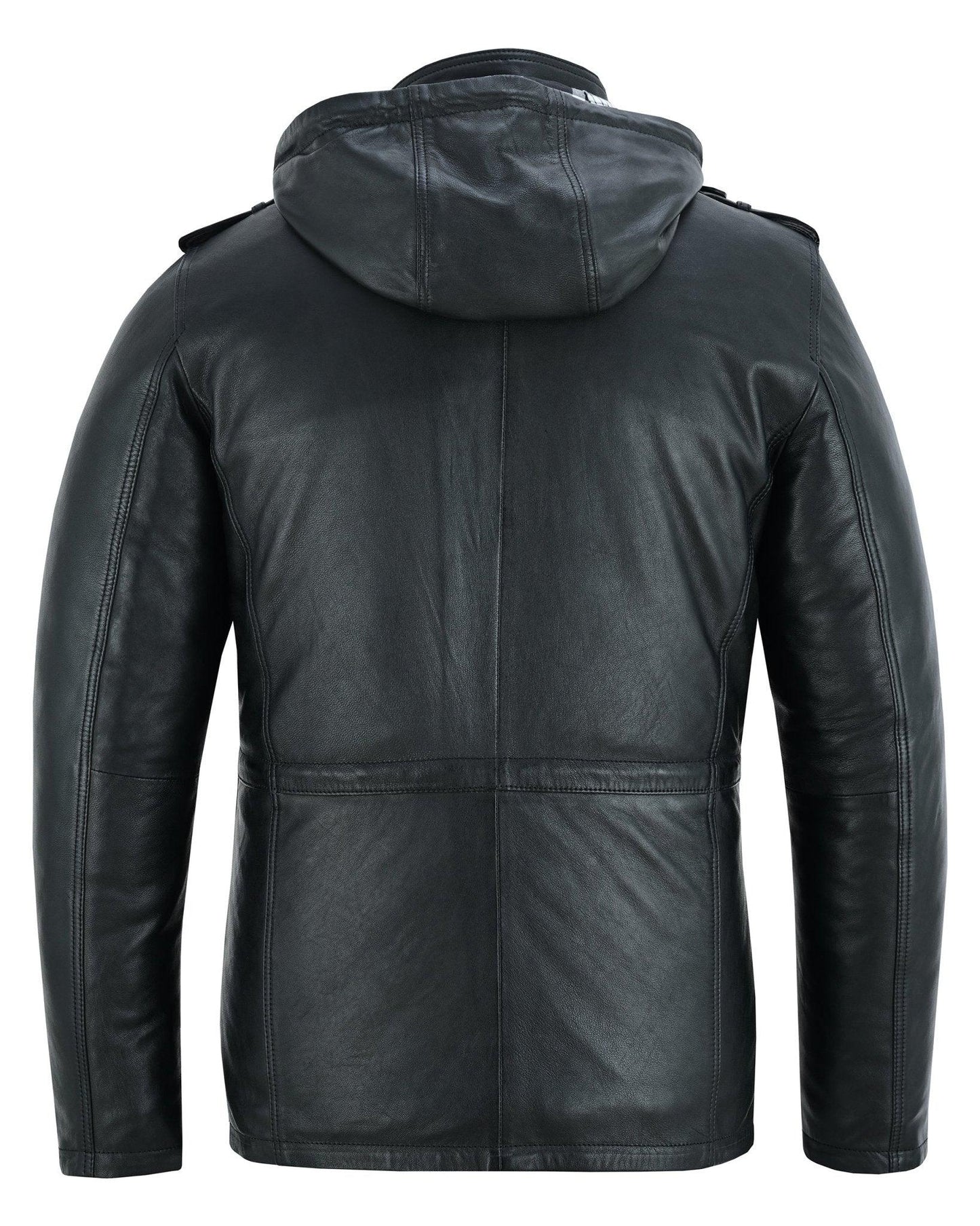 stylish men's leather parka jacket for a smart casual look -