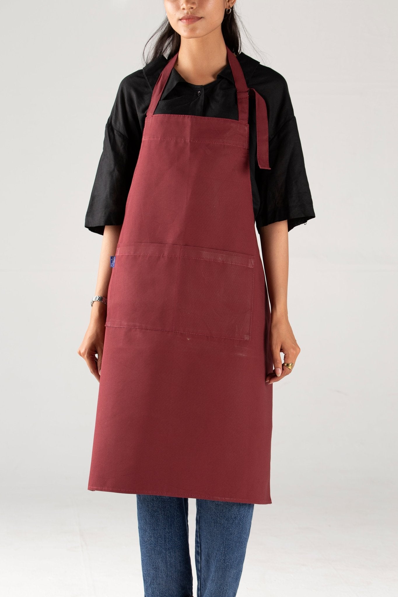 unisex heavy - duty cotton twill apron – adjustable fit with large front pocket - 