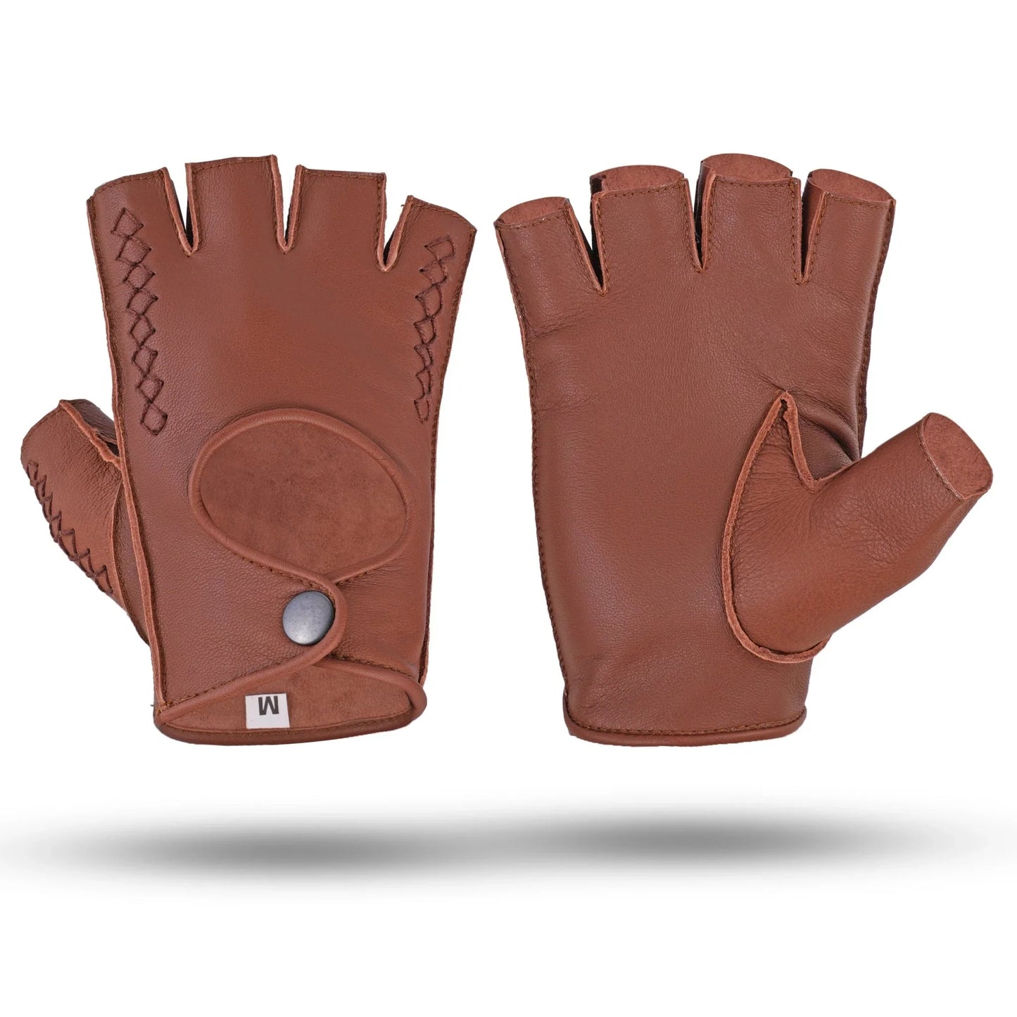 unisex premium quality real leather fingerless gloves for cycling, gym, and driving - 
