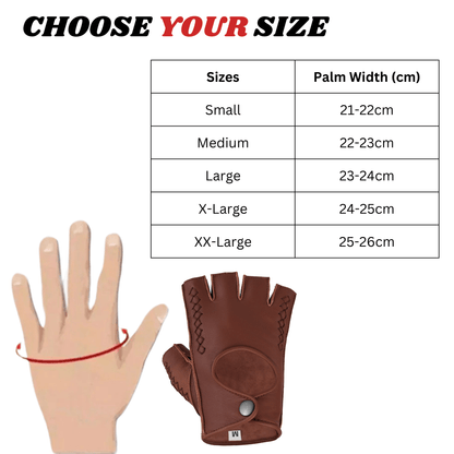 Unisex Premium Quality Real Leather Fingerless Gloves for Cycling, Gym, and Driving - 