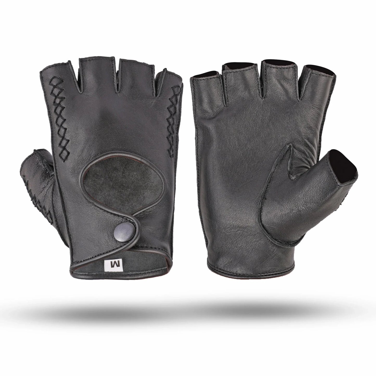 unisex premium quality real leather fingerless gloves for cycling, gym, and driving - 