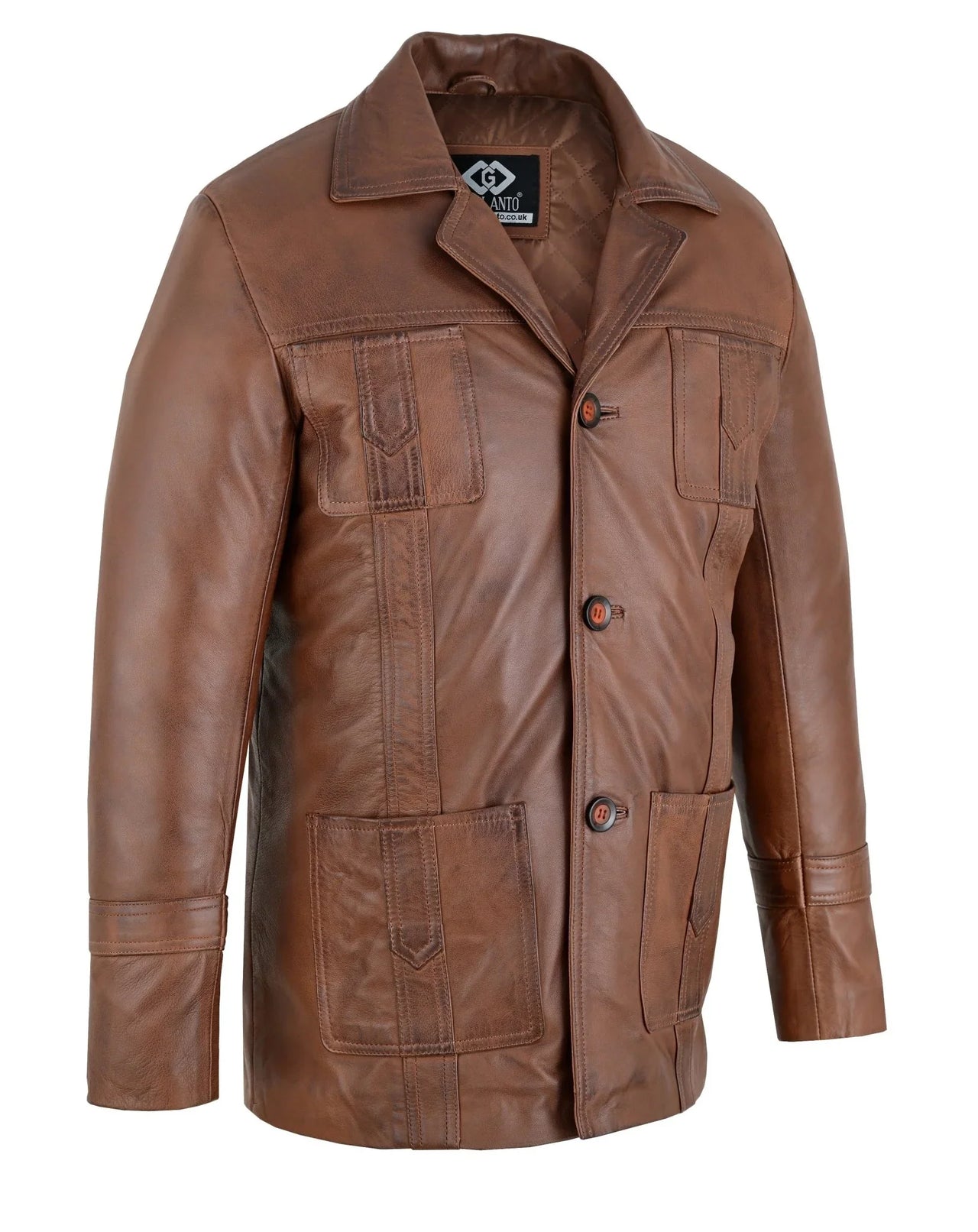 Vintage Brown Leather Blazer Jacket worn by Sam Tyler in Life on Mars - 