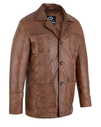 Vintage Brown Leather Blazer Jacket worn by Sam Tyler in Life on Mars - 