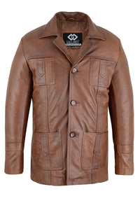 Vintage Brown Leather Blazer Jacket worn by Sam Tyler in Life on Mars - 