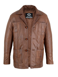 Vintage Brown Leather Blazer Jacket worn by Sam Tyler in Life on Mars - 