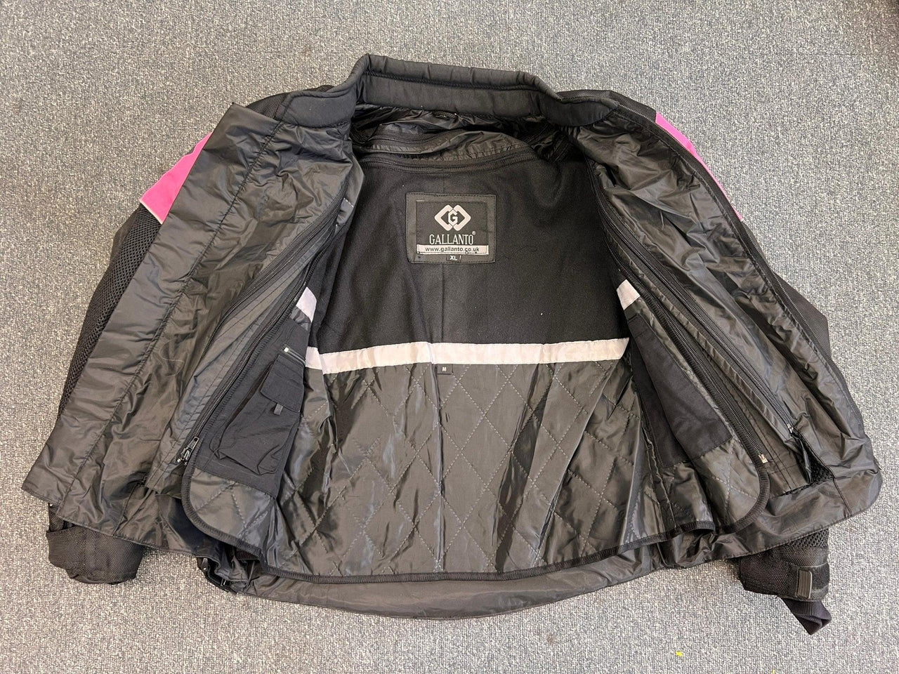 Waterproof Womens Ladies Black and Pink Textile Mesh Biker Jacket XS - 