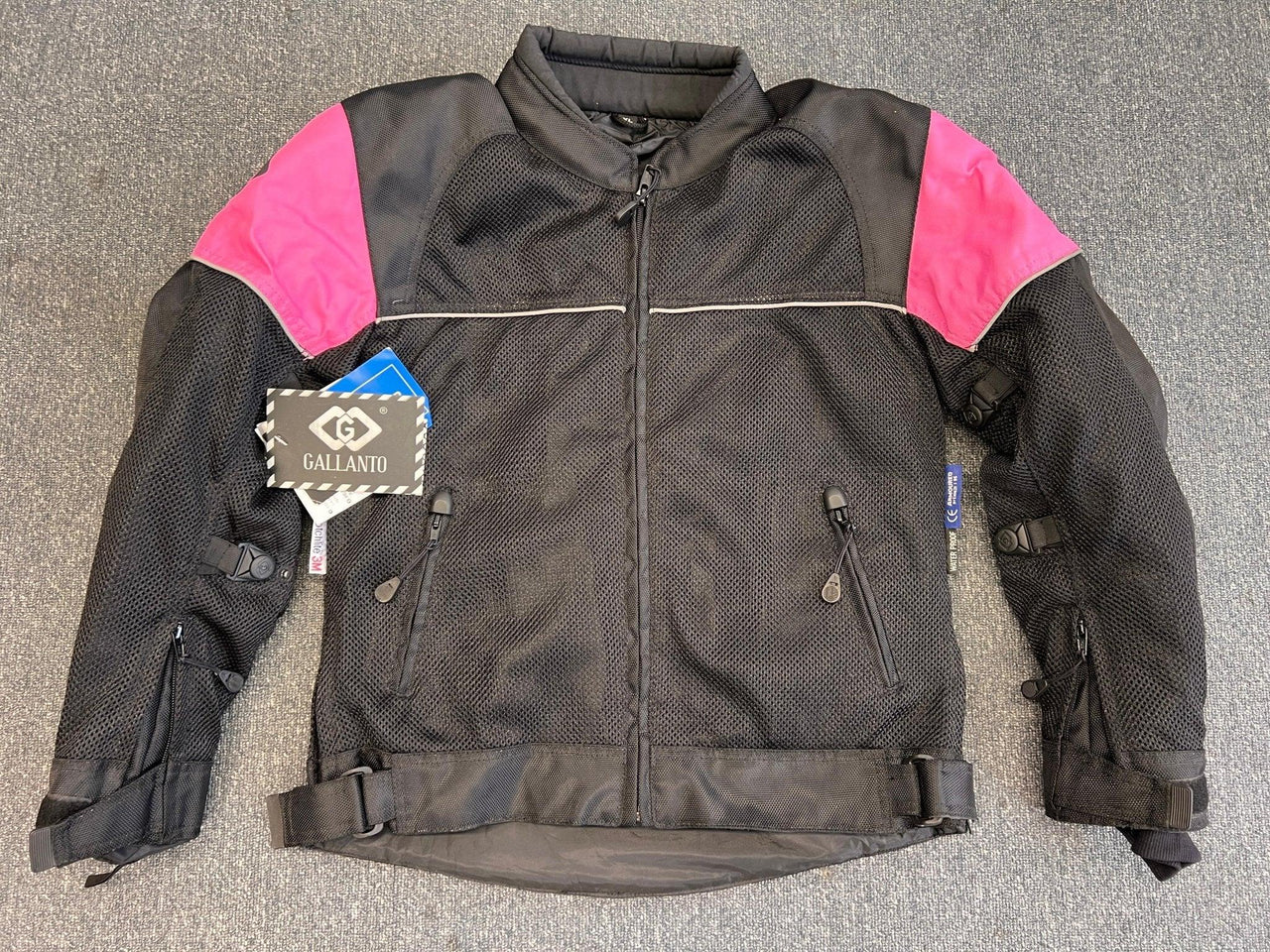 Waterproof Womens Ladies Black and Pink Textile Mesh Biker Jacket XS - 