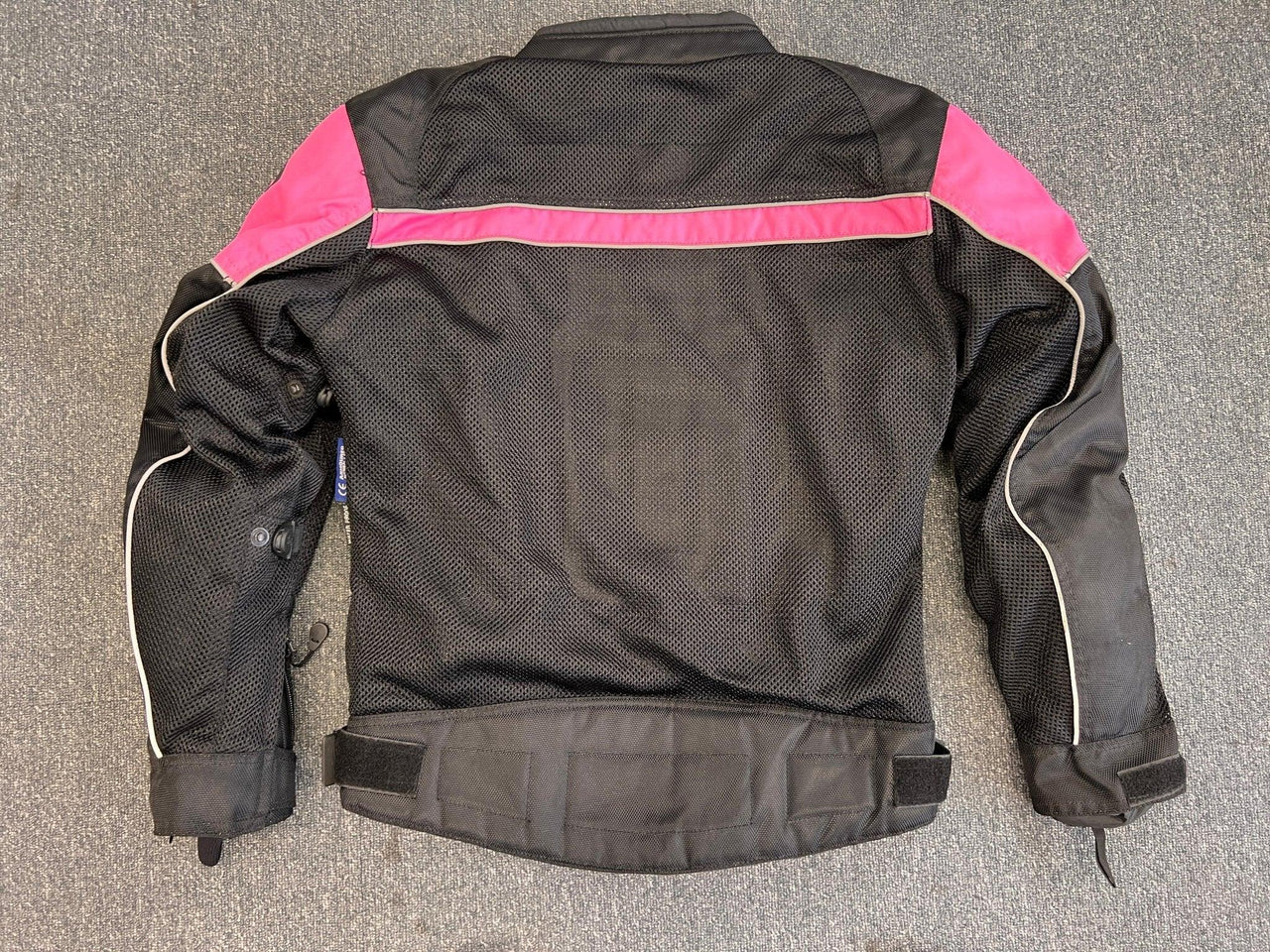 Waterproof Womens Ladies Black and Pink Textile Mesh Biker Jacket XS - 