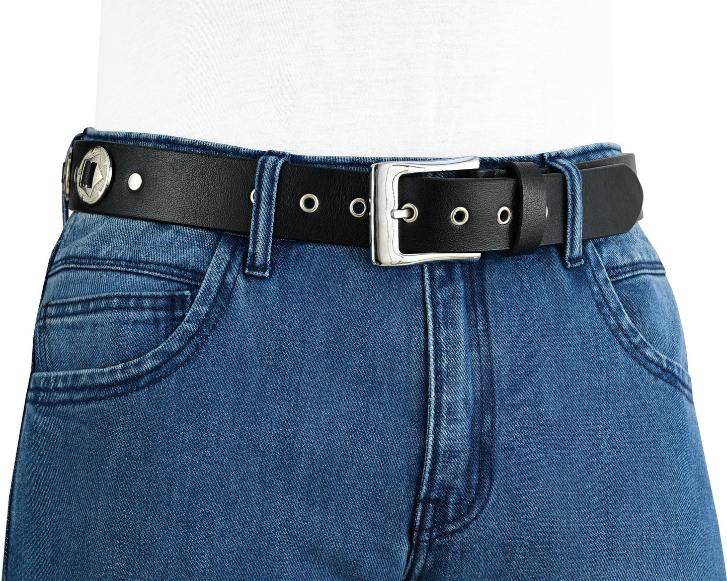 western concho genuine leather belts laced biker style - 