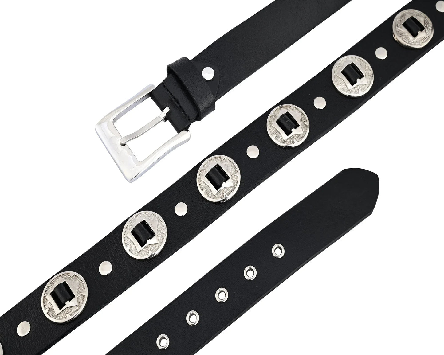 western concho genuine leather belts laced biker style - 
