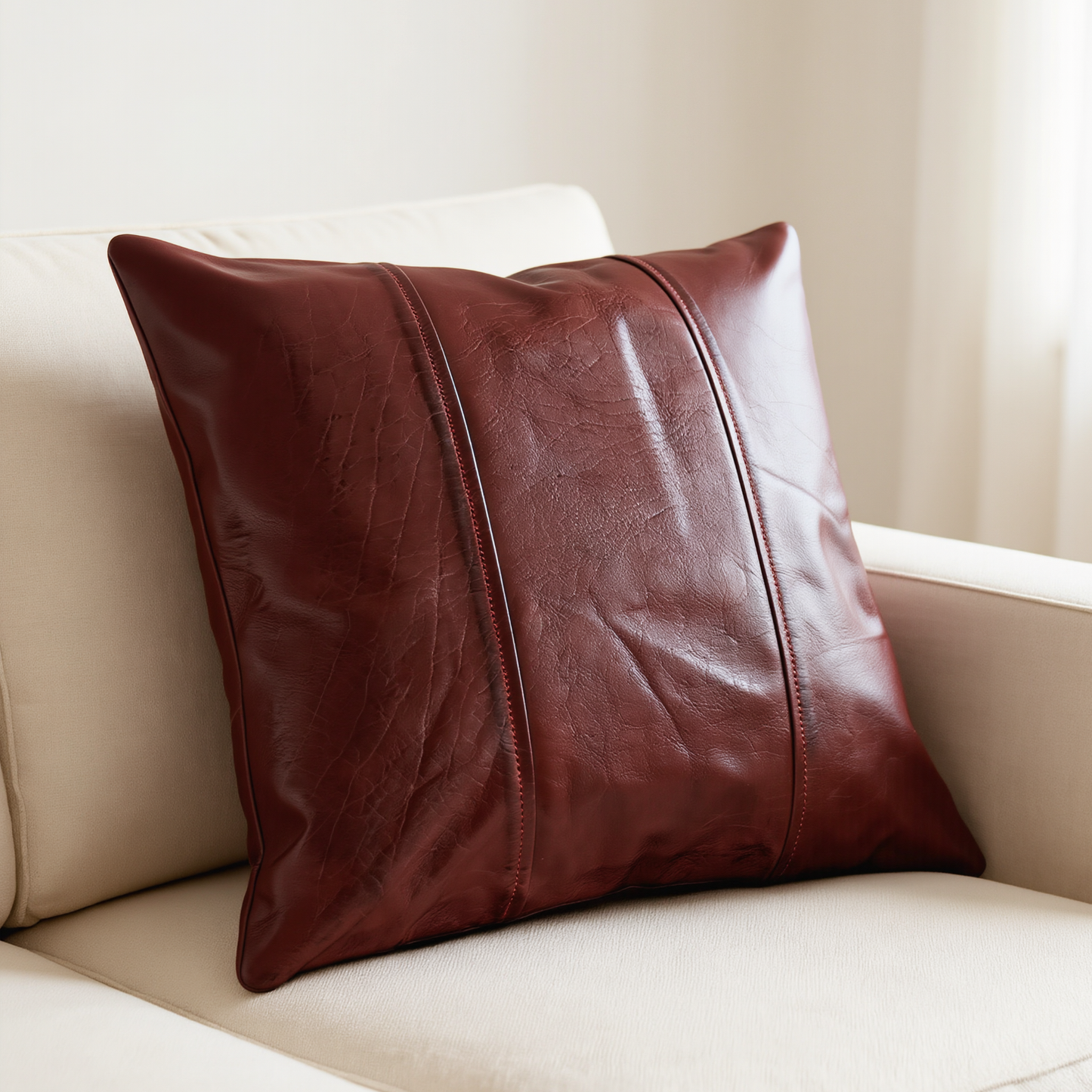 genuine leather striped cushion covers – set of 2 in nine colours
