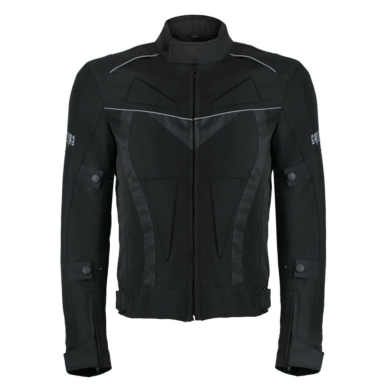 Black fabric biker jacket deals
