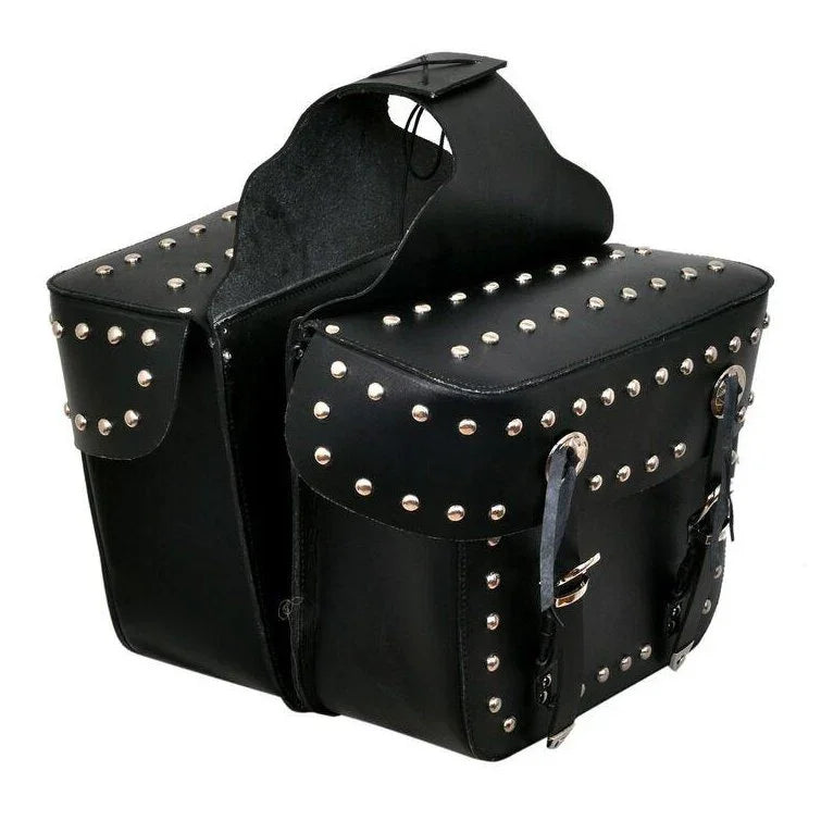 101 studded concho motorcycle leather saddle bag -