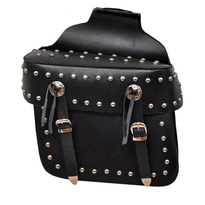 101 studded concho motorcycle leather saddle bag -