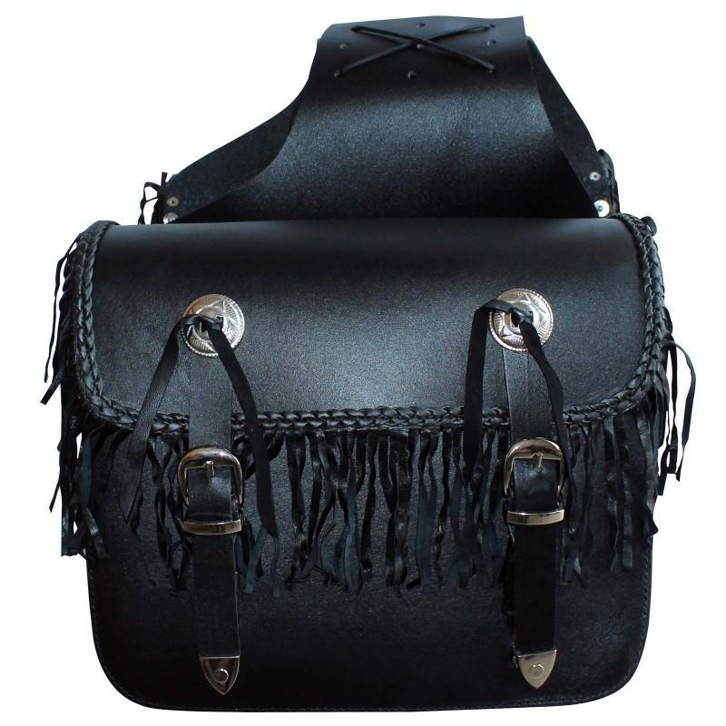 104 black leather saddle bags -