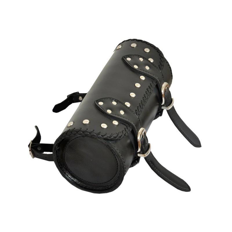 1093 Studded Black Motorcycle Leather Tool Bag -