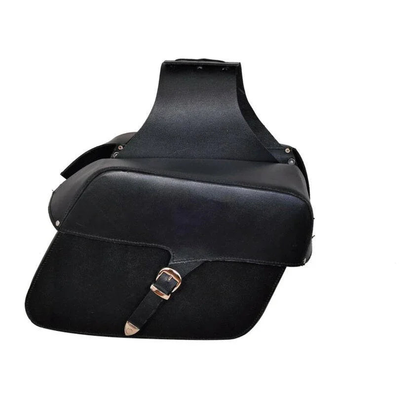 12000 black leather biker saddle pannier bags -