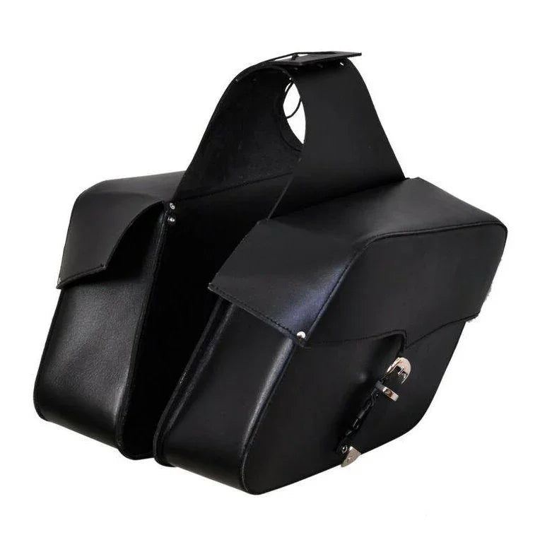 12000 black leather biker saddle pannier bags -