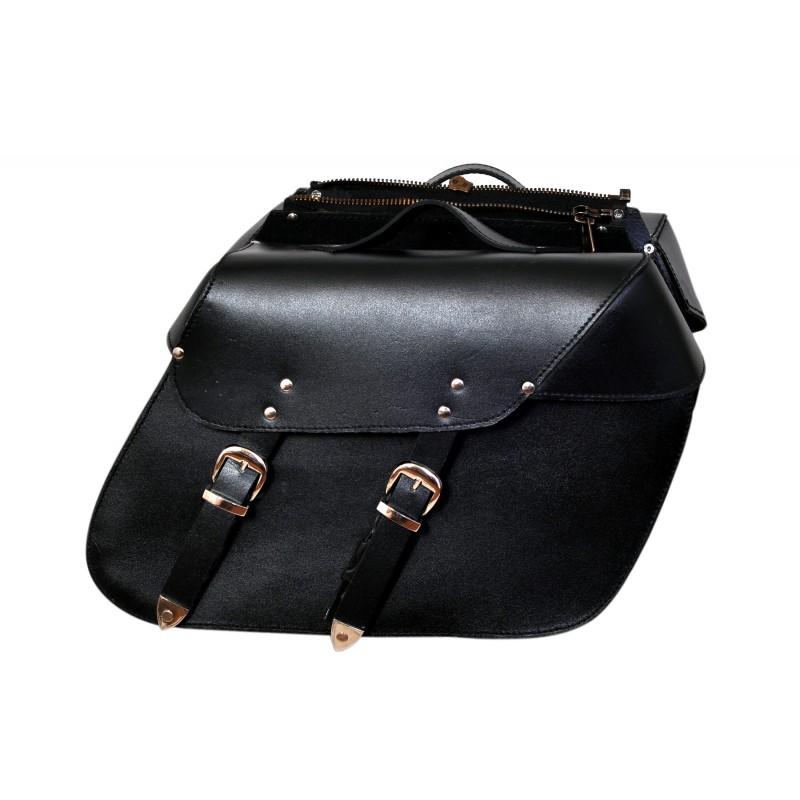 13000 Black Leather Saddle Bags -