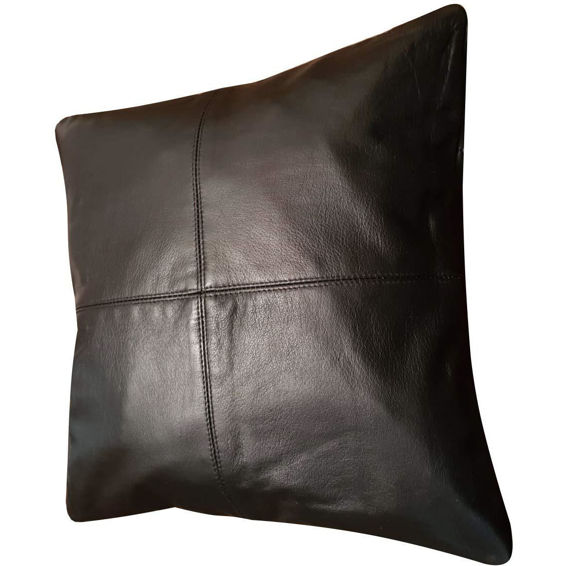 2 x Black Leather Sofa Cushion Covers Home Decor -