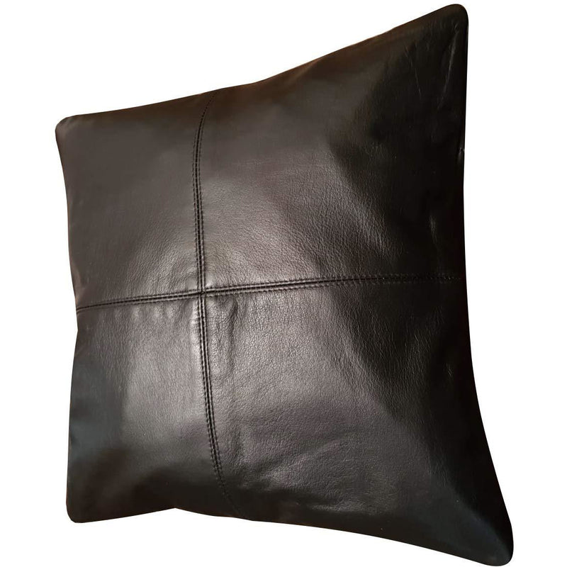2 x Black Leather Sofa Cushion Covers Home Decor -