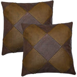 Vintage Brown Leather Sofa Pair Cushion Covers
